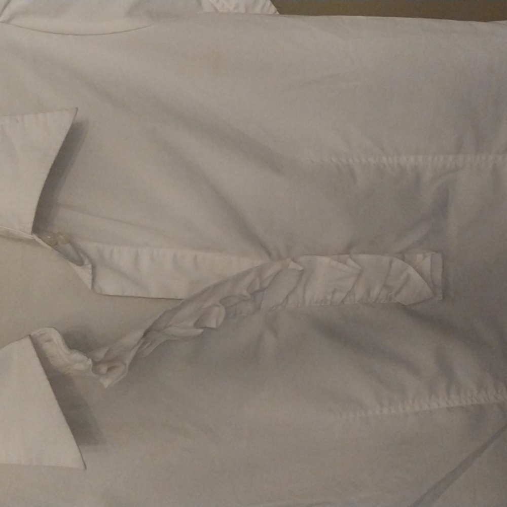 White Short Sleeve Shirt-front Ruffle - Picture 2 of 3